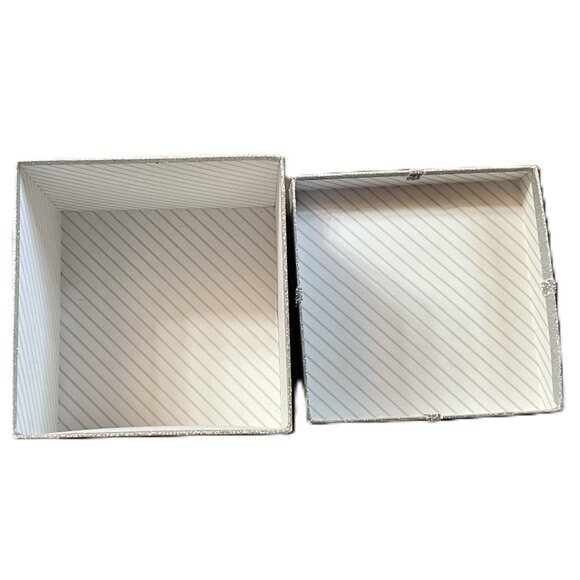 Sheffield Home Paper Goods Empty Square Silver Glitter Gift Box with Bow - Picture 5 of 6